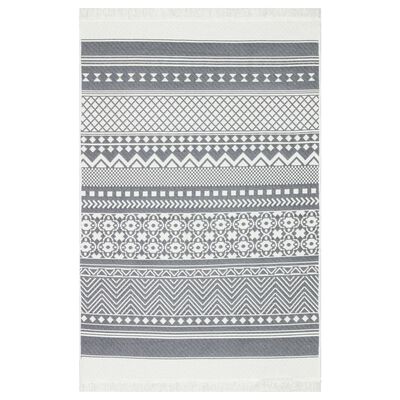 vidaXL Tapis Gris et blanc 160x230 cm Coton