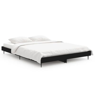 vidaXL Cadre de lit sans matelas noir 135x190 cm bois d'ingénierie