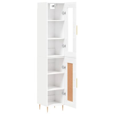 vidaXL Buffet haut Blanc brillant 34,5x34x180 cm Bois d'ingénierie