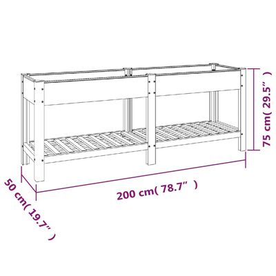 vidaXL Lit surélevé de jardin avec étagère Gris 200x50x75 cm WPC