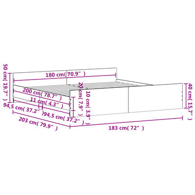 vidaXL Cadre de lit sans matelas chêne sonoma 180x200 cm