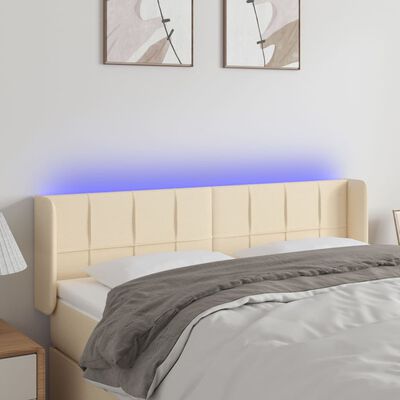 vidaXL Tête de lit à LED Crème 147x16x78/88 cm Tissu