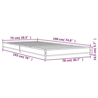 vidaXL Cadre de lit sans matelas sonoma gris 75x190 cm