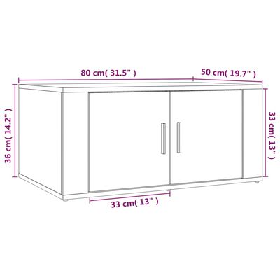 vidaXL Table basse Gris béton 80x50x36 cm Bois d'ingénierie