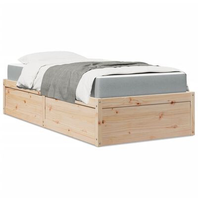 vidaXL Lit avec matelas 90x200 cm bois massif de pin