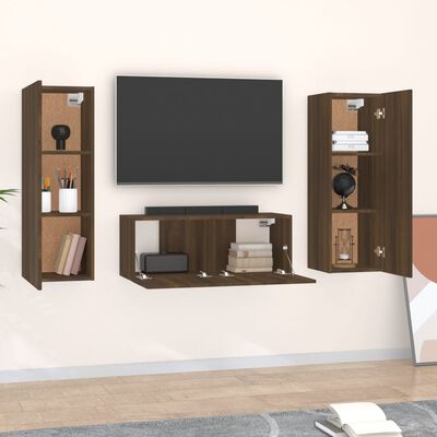 vidaXL Ensemble de meubles TV 3 pcs Chêne marron Bois d'ingénierie