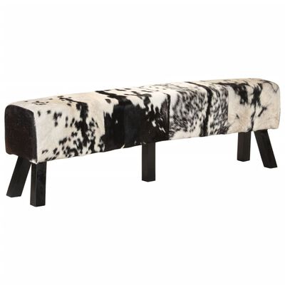 vidaXL Banc noir et blanc 160x28x50 cm cuir de chèvre véritable