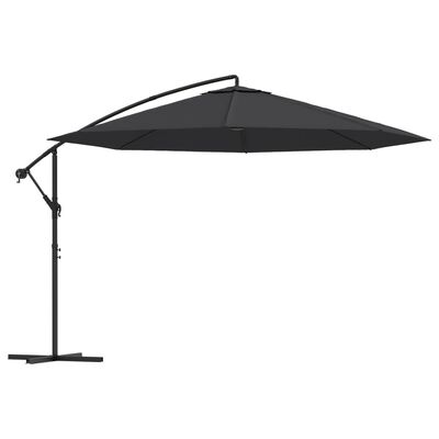 vidaXL Parasol de jardin en porte-à-faux avec mât en aluminium noir