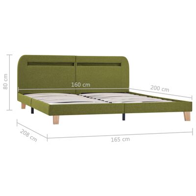 vidaXL Cadre de lit avec LED sans matelas vert tissu 160x200 cm