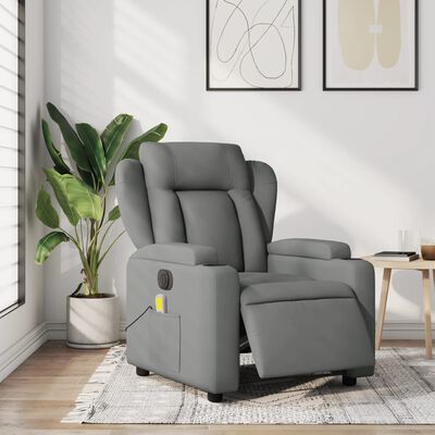 vidaXL Fauteuil inclinable de massage électrique gris foncé tissu