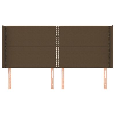 vidaXL Tête de lit avec oreilles Marron foncé 163x16x118/128 cm Tissu