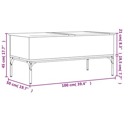 vidaXL Table basse chêne sonoma 100x50x45cm bois d'ingénierie et métal