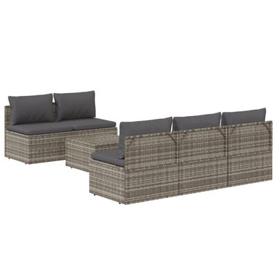 vidaXL Salon de jardin 6 pcs avec coussins Gris Résine tressée