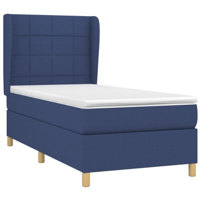 vidaXL Sommier à lattes de lit avec matelas Bleu 100x200 cm Tissu