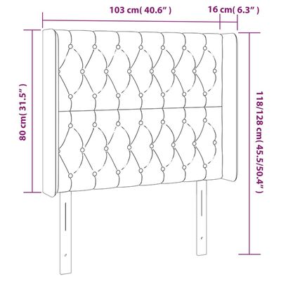 vidaXL Tête de lit avec oreilles Rose 103x16x118/128 cm Velours