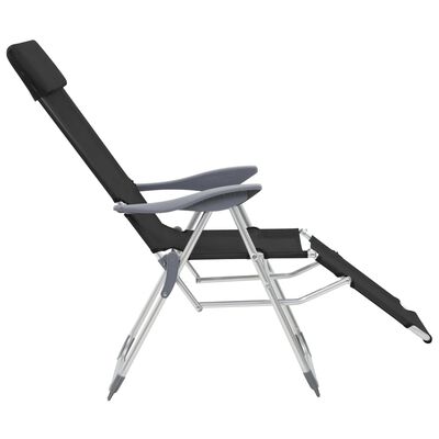 vidaXL Chaises de camping pliantes et repose-pied 2 pcs noir textilène