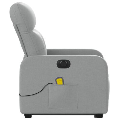 vidaXL Fauteuil inclinable de massage électrique Gris clair Tissu