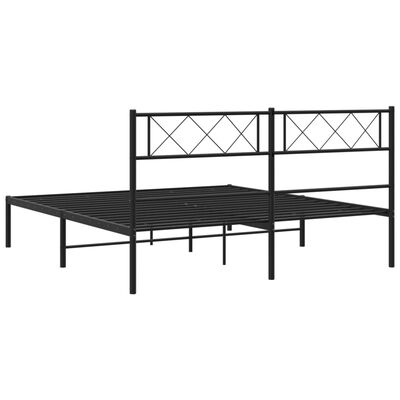 vidaXL Cadre de lit métal sans matelas avec tête de lit noir 150x200cm