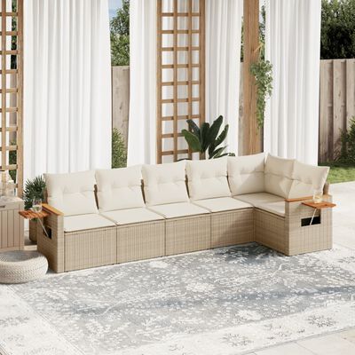 vidaXL Salon de jardin avec coussins 6 pcs beige résine tressée