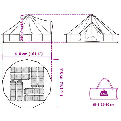 vidaXL Tente familiale tipi 8 personnes vert imperméable