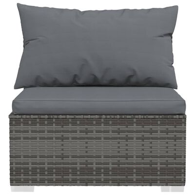 vidaXL Salon de jardin 7 pcs avec coussins Résine tressée Gris