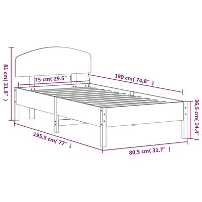 vidaXL Cadre de lit sans matelas 75x190 cm bois de pin massif