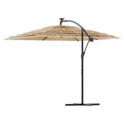 vidaXL Parasol de jardin avec LED et mât en acier marron 246x246x230cm