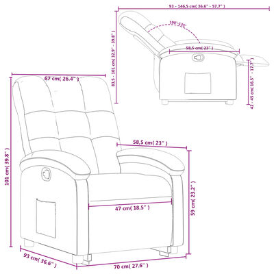 vidaXL Fauteuil inclinable Crème Tissu