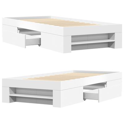 vidaXL Cadre de lit sans matelas blanc 75x190 cm bois d'ingénierie