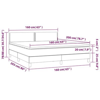 vidaXL Sommier à lattes de lit avec matelas Gris 160x200 cm Similicuir