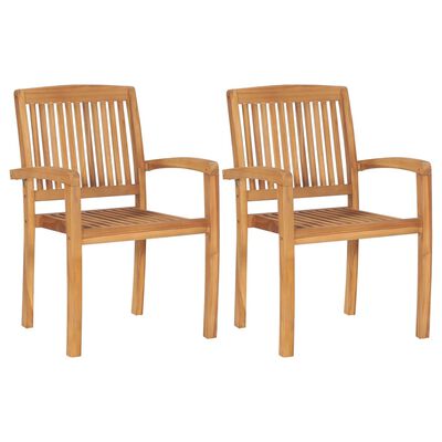 vidaXL Chaises empilables à manger de jardin lot de 2 Bois teck solide