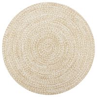 vidaXL Tapis fait à la main Jute Blanc et naturel 150 cm