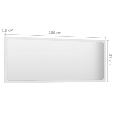 vidaXL Miroir de salle de bain Blanc brillant Bois d'ingénierie