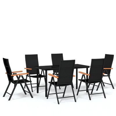 vidaXL Ensemble à manger de jardin 7 pcs Noir