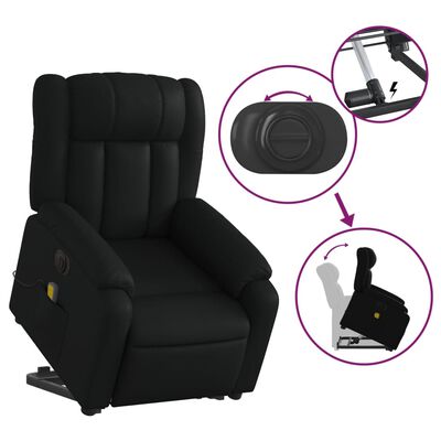 vidaXL Fauteuil inclinable de massage électrique noir similicuir