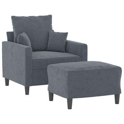 vidaXL Fauteuil avec repose-pied Gris foncé 60 cm Velours