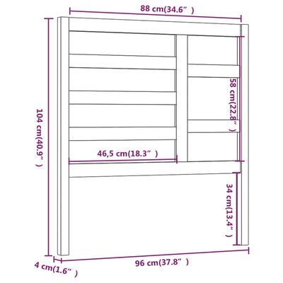 vidaXL Tête de lit Marron miel 96x4x104 cm Bois massif de pin