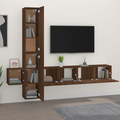 vidaXL Ensemble de meubles TV 5 pcs Chêne marron Bois d'ingénierie