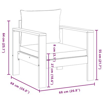 vidaXL Salon de jardin avec coussins 5 pcs Bois d'acacia solide