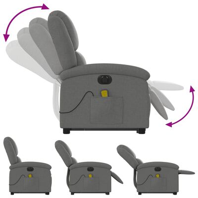 vidaXL Fauteuil inclinable de massage électrique Gris foncé Tissu