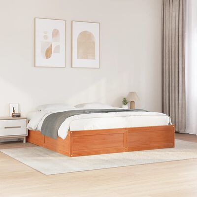 vidaXL Cadre de lit sans matelas cire marron 180x200cm bois pin massif