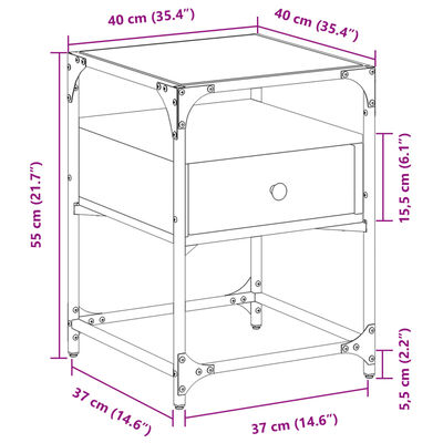 vidaXL Table de chevet sonoma gris 40x40x55 cm bois d’ingénierie