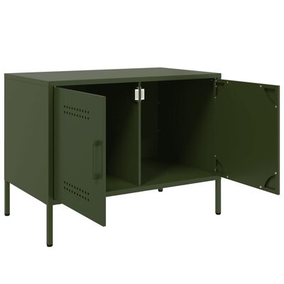 vidaXL Meuble TV vert olive 68x39x50,5 cm acier