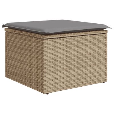 vidaXL Salon de jardin avec coussins 9 pcs beige résine tressée