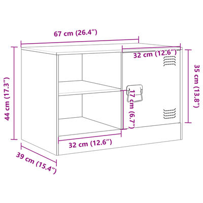 vidaXL Meuble TV vert olive 67x39x44 cm acier