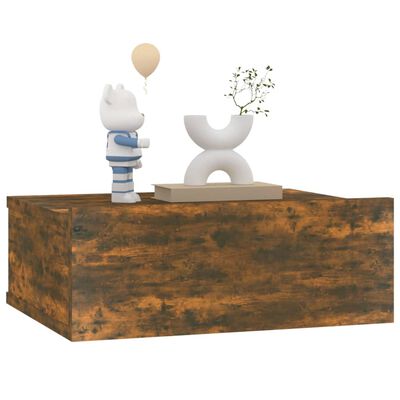 vidaXL Table de chevet flottante Chêne fumé 40x30x15 cm