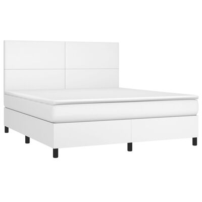 vidaXL Sommier à lattes de lit avec matelas Blanc 180x200cm Similicuir