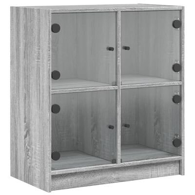 vidaXL Armoire latérale avec portes en verre sonoma gris 68x37x75,5 cm