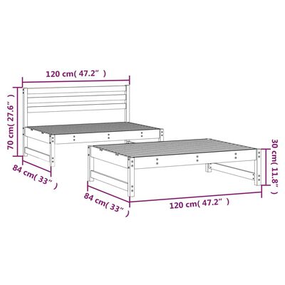 vidaXL Salon de jardin 2 pcs bois de pin massif