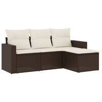 vidaXL Salon de jardin 4 pcs avec coussins marron résine tressée